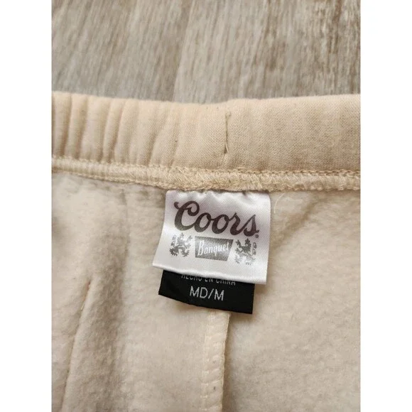 Coors Banquet Sweatpants Mens M Beige Graphic Logo Fleece Lounge Licensed Beer - Picture 4 of 10